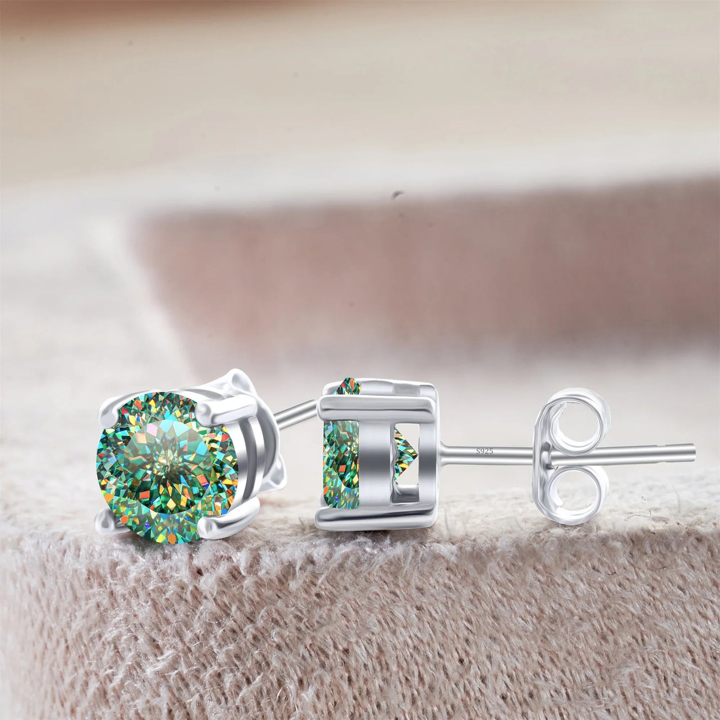 925 Sterling Silver Moissanite Stud Earrings - Round 1ctw Engagement Gift