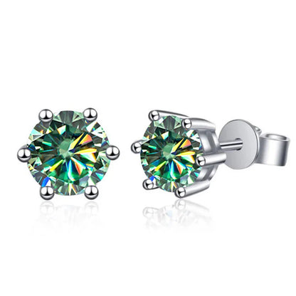 925 Sterling Silver Moissanite Stud Earrings Round VVS1 Pink Yellow Gift