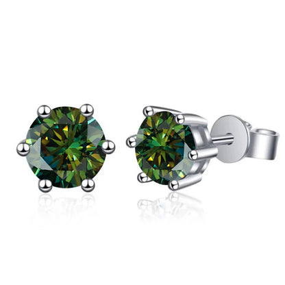 925 Sterling Silver Moissanite Stud Earrings Round VVS1 Pink Yellow Gift