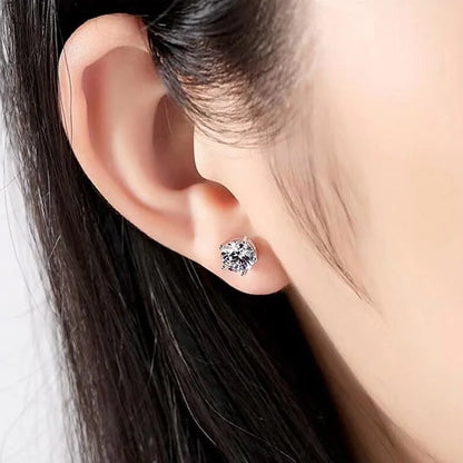 925 Sterling Silver Moissanite Stud Earrings Round VVS1 Pink Yellow Gift