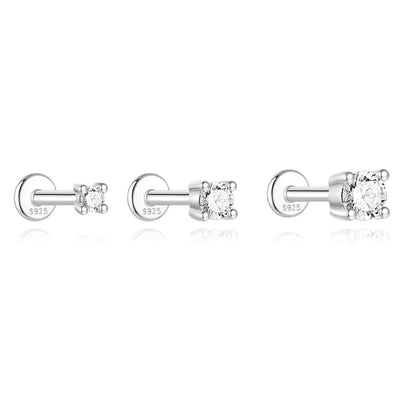 925 Sterling Silver Moissanite Stud Earrings Screw Back Four Claw Small Classic Fashion Jewelry