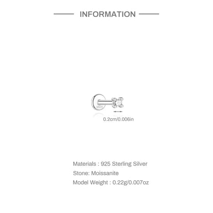 925 Sterling Silver Moissanite Stud Earrings Screw Back Four Claw Small Classic Fashion Jewelry