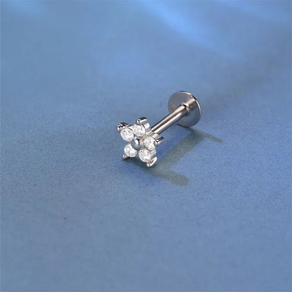 925 Sterling Silver Moissanite Stud Earrings Screw Back Four Claw Small Classic Fashion Jewelry