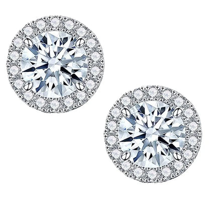 925 Sterling Silver Moissanite Stud Earrings 0.5/1 Ct Round Screw Unisex
