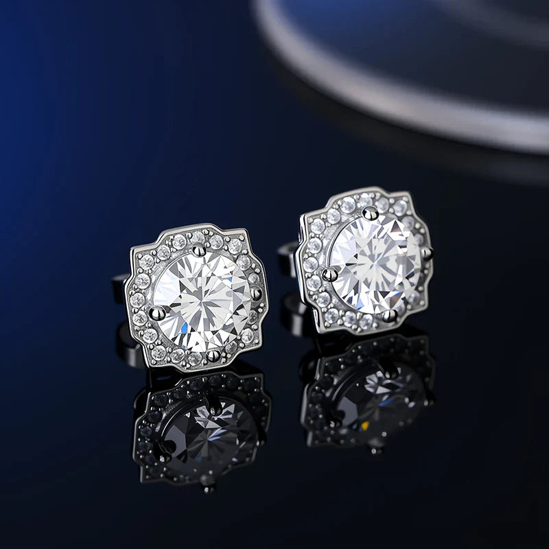 925 Sterling Silver Moissanite Stud Earrings VVS1 Cut GRA Certificate Unisex