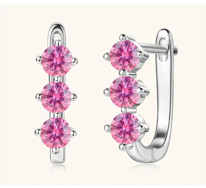 925 Sterling Silver Moissanite Hoop Earrings.1ct 6D For Women Valentine Gift