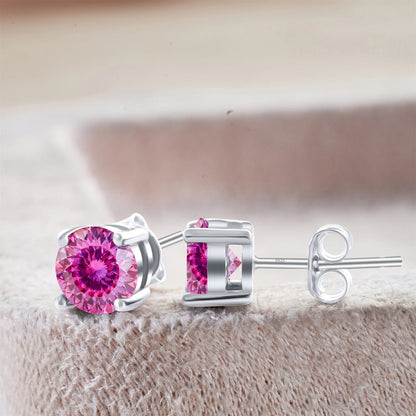 925 Sterling Silver Moissanite Stud Earrings - Round 1ctw Engagement Gift