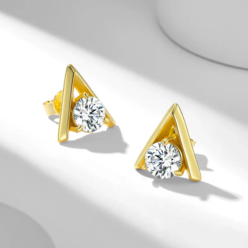 925 Sterling Silver V-Shaped 2-Carat (1ctx2) Moissanite Stud Earrings Unisex