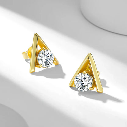 925 Sterling Silver V-Shaped 2-Carat (1ctx2) Moissanite Stud Earrings Unisex