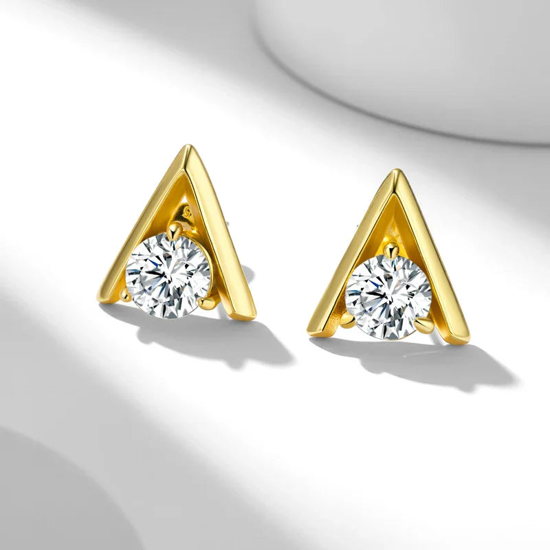 925 Sterling Silver V-Shaped 2-Carat (1ctx2) Moissanite Stud Earrings Unisex