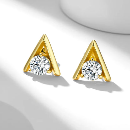925 Sterling Silver V-Shaped 2-Carat (1ctx2) Moissanite Stud Earrings Unisex