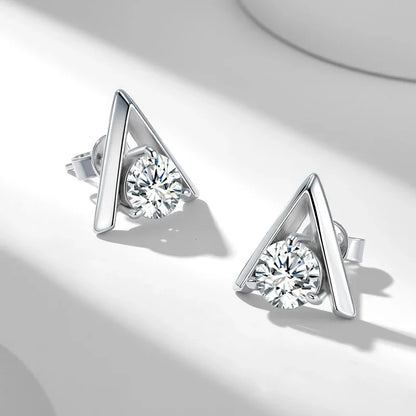 925 Sterling Silver V-Shaped 2-Carat (1ctx2) Moissanite Stud Earrings Unisex