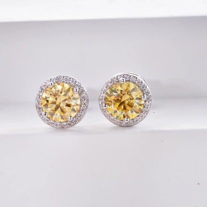 925 Sterling Silver 1ct Moissanite Round Stud Earrings Bridal Wedding Gift