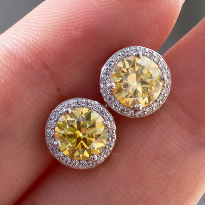 925 Sterling Silver 1ct Moissanite Round Stud Earrings Bridal Wedding Gift