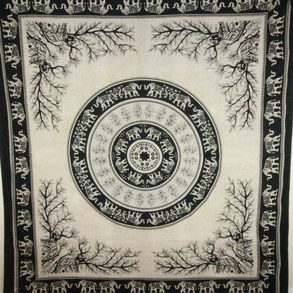 Tiger Elephant Mandala Tapestry Boho Wall Hanging Large