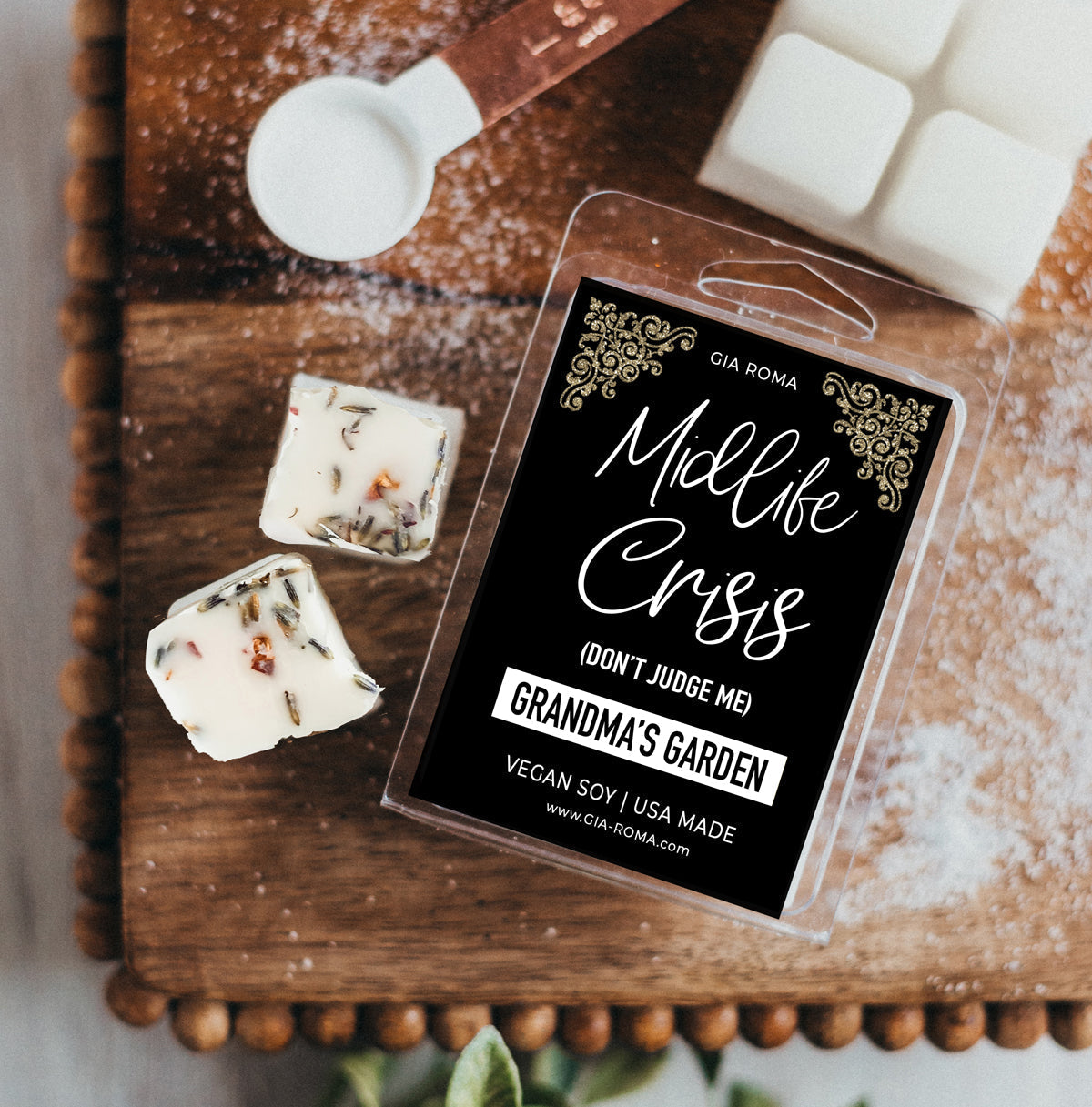Grandmas Garden Soy Wax Melts Vegan Dye-Free Hand-Poured Small Batch Earthy Botanical Scents Slow Melt