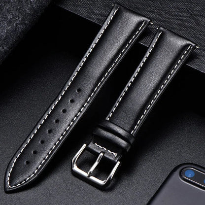COROS Calfskin Leather Watch Band - Soft Wrist Strap with Silver Buckle