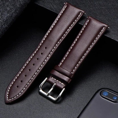 COROS Calfskin Leather Watch Band - Soft Wrist Strap with Silver Buckle