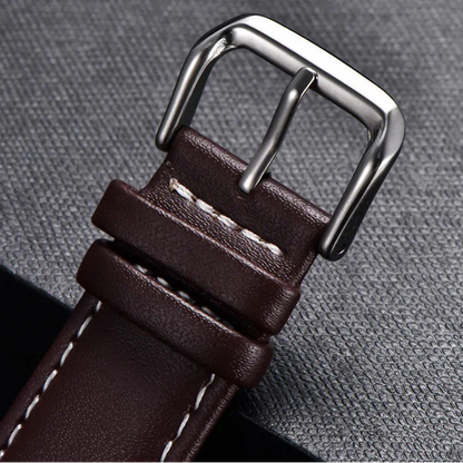 COROS Calfskin Leather Watch Band - Soft Wrist Strap with Silver Buckle