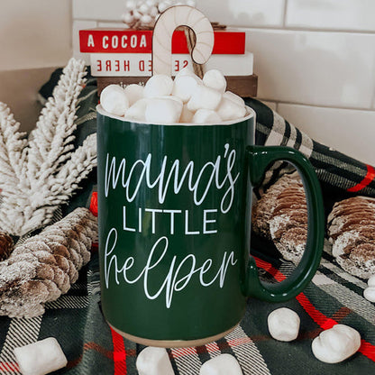 Mama's Little Helper Santa Is Judging You Ceramic Coffee Mug Red Green Holiday Funny Gift