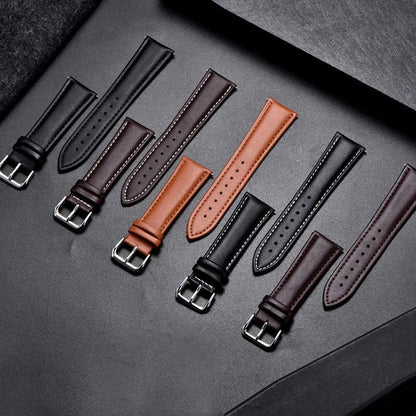 COROS Calfskin Leather Watch Band - Soft Wrist Strap with Silver Buckle