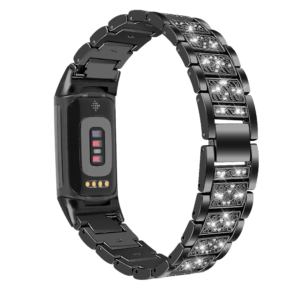 Fitbit Charge 6, 5, 4, 3 Metal Band Luxury Rhinestone Strap