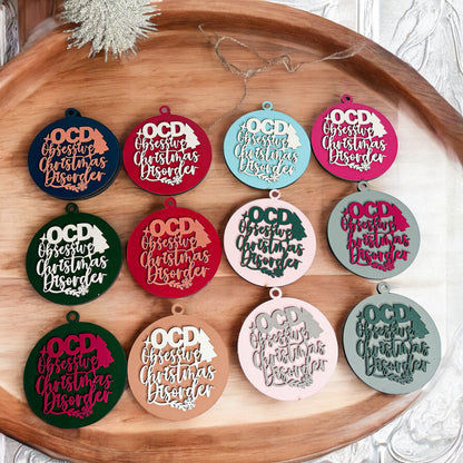 Handcrafted 3D Wooden Christmas Ornaments Imperfect OCD Style Limited Edition Tree Hanging Decor