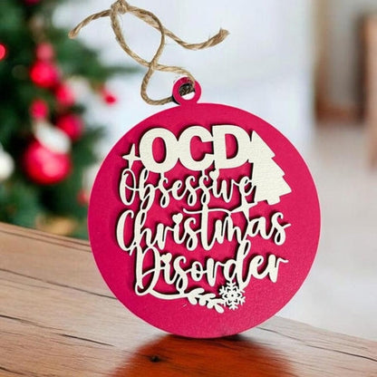 Handcrafted 3D Wooden Christmas Ornaments Imperfect OCD Style Limited Edition Tree Hanging Decor