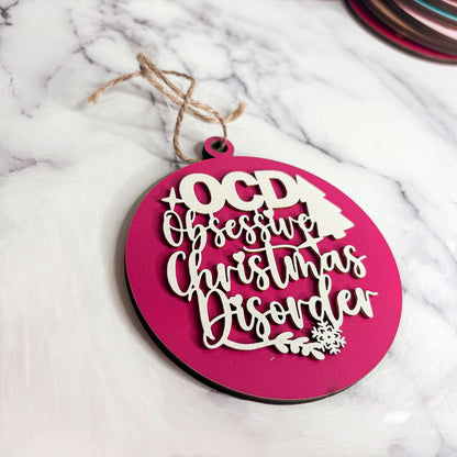 Handcrafted 3D Wooden Christmas Ornaments Imperfect OCD Style Limited Edition Tree Hanging Decor