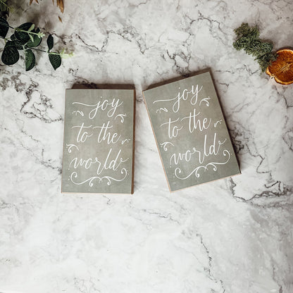 Joy To The World Christmas Sign Farm Fresh Trees Rustic Holiday Block Decor