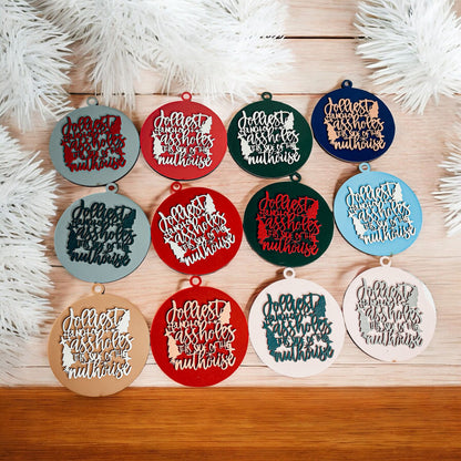 Imperfect Jolliest Handcrafted Wooden 3D Christmas Ornament Set Limited Edition Tree Decor