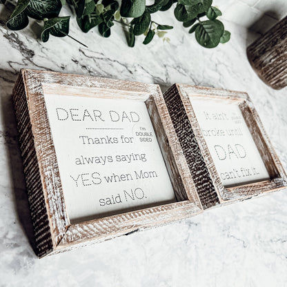 Dad Said Yes Double Sided 6 Inch Wooden Framed Sign Wedding Proposal Photo Prop Keepsake