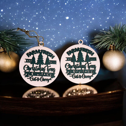 Handcrafted 3D Wooden Christmas Ornaments Farm Fresh Imperfect Set Tree Hanging Holiday Decor