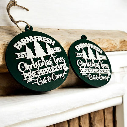 Handcrafted 3D Wooden Christmas Ornaments Farm Fresh Imperfect Set Tree Hanging Holiday Decor