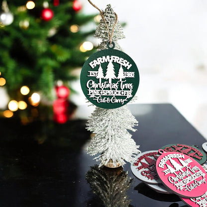 Handcrafted 3D Wooden Christmas Ornaments Farm Fresh Imperfect Set Tree Hanging Holiday Decor