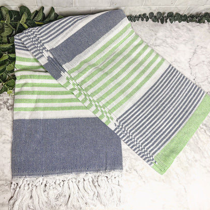 Pop Of Summer Turkish Towel 180GSM Lightweight Cotton Peshtemal Beach Bath Towel With Fringe