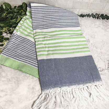 Pop Of Summer Turkish Towel 180GSM Lightweight Cotton Peshtemal Beach Bath Towel With Fringe
