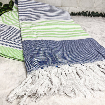 Pop Of Summer Turkish Towel 180GSM Lightweight Cotton Peshtemal Beach Bath Towel With Fringe