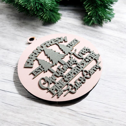 Handcrafted 3D Wooden Christmas Ornaments Farm Fresh Imperfect Set Tree Hanging Holiday Decor