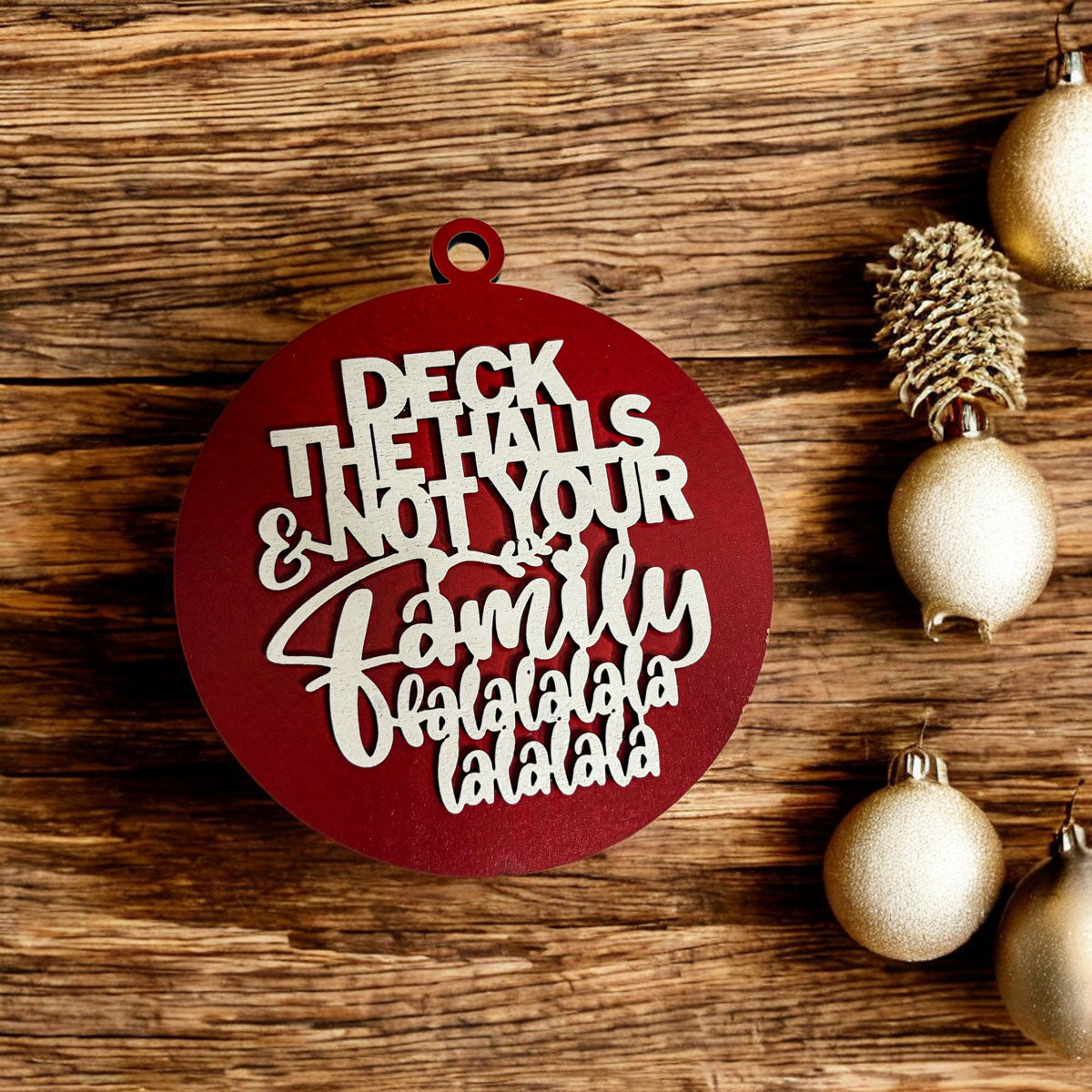 Imperfect Deck The Halls 3D Handcrafted Wooden Christmas Ornaments Set Limited Edition Hanging Decor