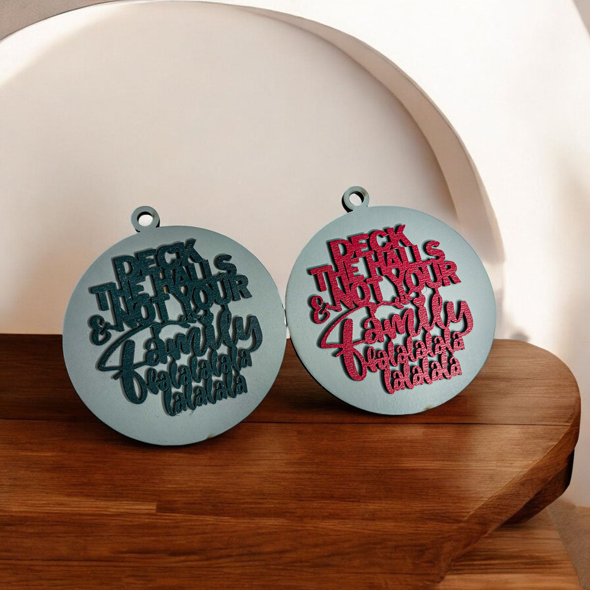 Imperfect Deck The Halls 3D Handcrafted Wooden Christmas Ornaments Set Limited Edition Hanging Decor