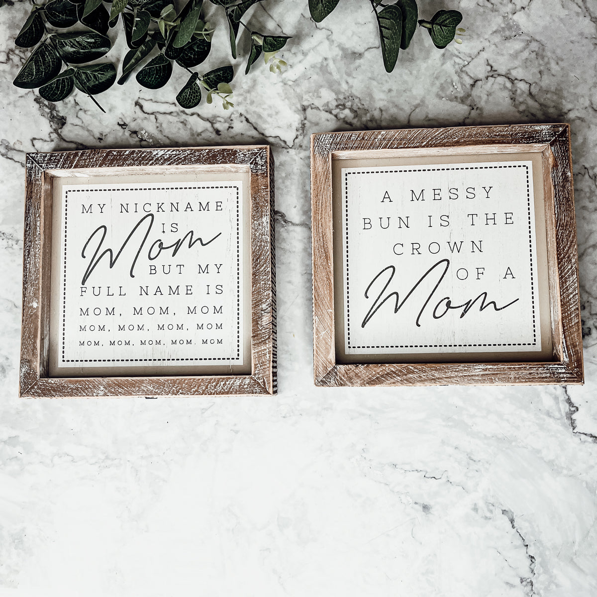 Mom Bun Double Sided 7 Inch Sign 7x7x1.5 Wooden Mom Anthem Home Decor Gift For Mothers