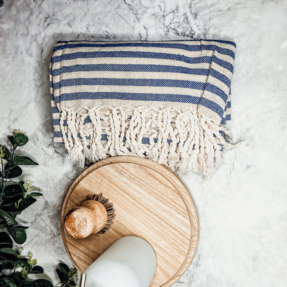 Nautical Turkish Towel 180GSM Cotton Peshtemal Beach Towel Light Quick Dry