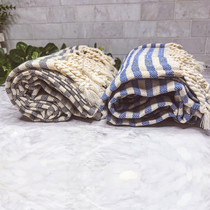 Nautical Turkish Towel 180GSM Cotton Peshtemal Beach Towel Light Quick Dry