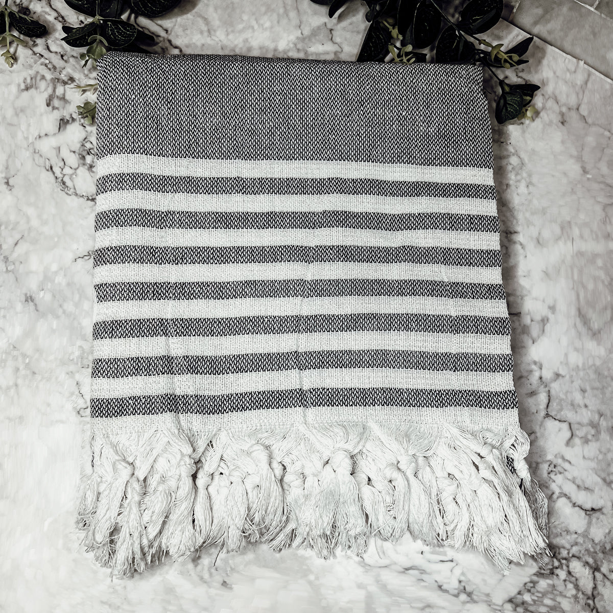 Mediterranean Cotton Bath Towel 180GSM Lightweight Gray Blue Summer