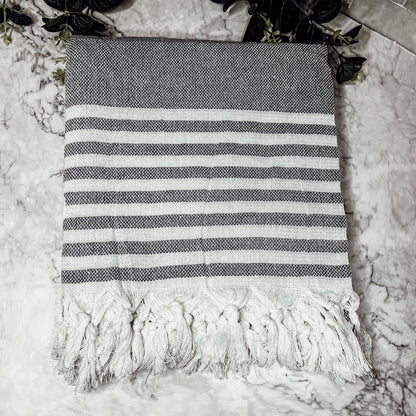 Mediterranean Cotton Bath Towel 180GSM Lightweight Gray Blue Summer
