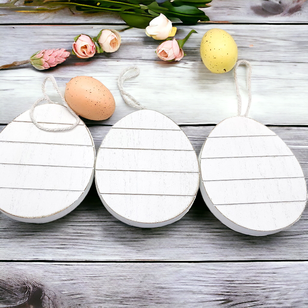 Easter Wooden Hanging Ornaments Set Rustic Spring Home Decor Bunny Egg Chick Handmade