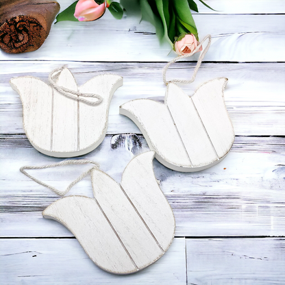 Easter Wooden Hanging Ornaments Set Rustic Spring Home Decor Bunny Egg Chick Handmade