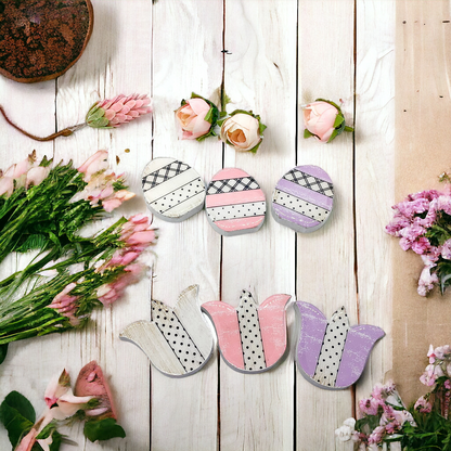 Handmade Wooden Magnetic Spring Magnets Set Of 3 Easter Egg Decorative Fridge Magnets