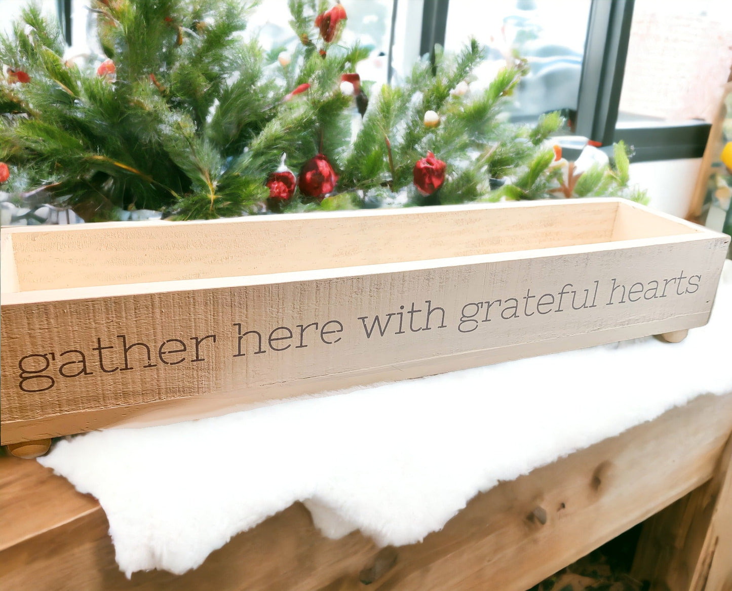 Gather Wooden Tray Long Box Centerpiece 20x12 Rustic Handmade Planter Decorative Storage